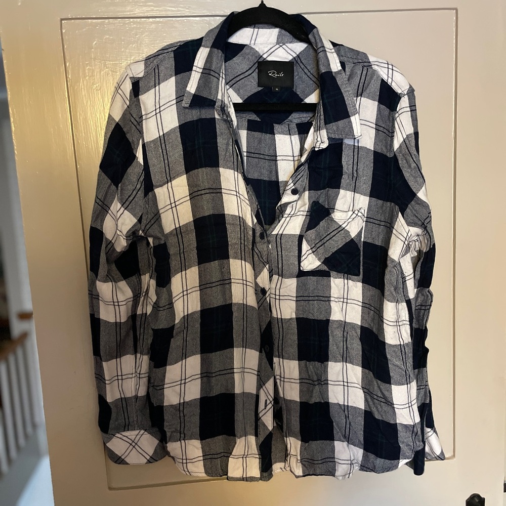 Rails Navy and White Plaid Button Down Shirt